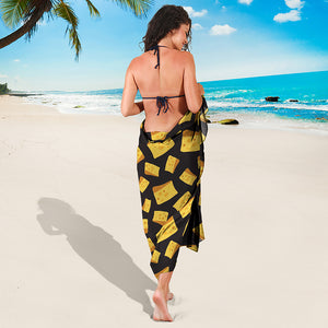 Black Cheese And Holes Pattern Print Beach Sarong Wrap