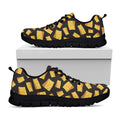 Black Cheese And Holes Pattern Print Black Running Shoes