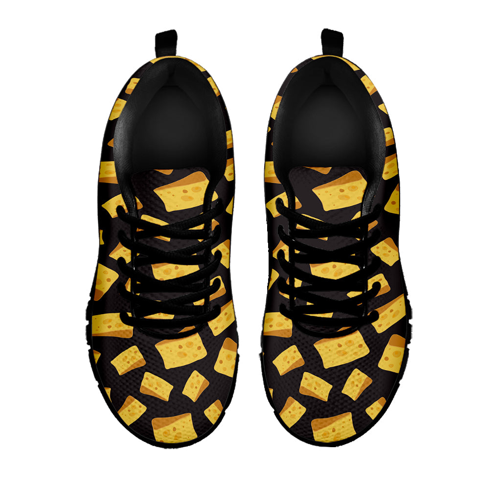 Black Cheese And Holes Pattern Print Black Sneakers