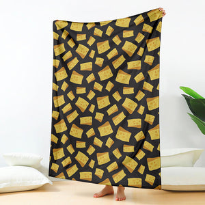 Black Cheese And Holes Pattern Print Blanket