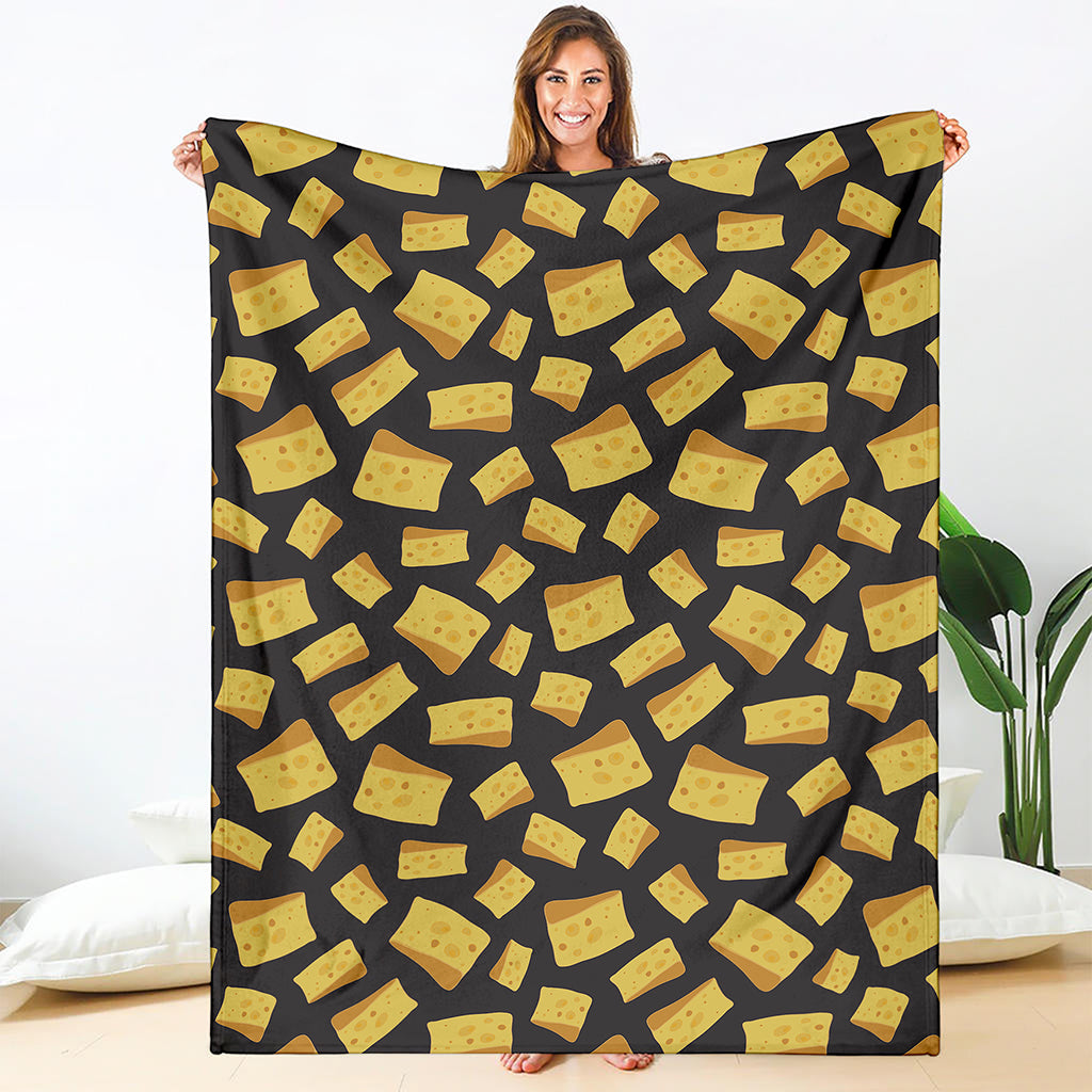 Black Cheese And Holes Pattern Print Blanket