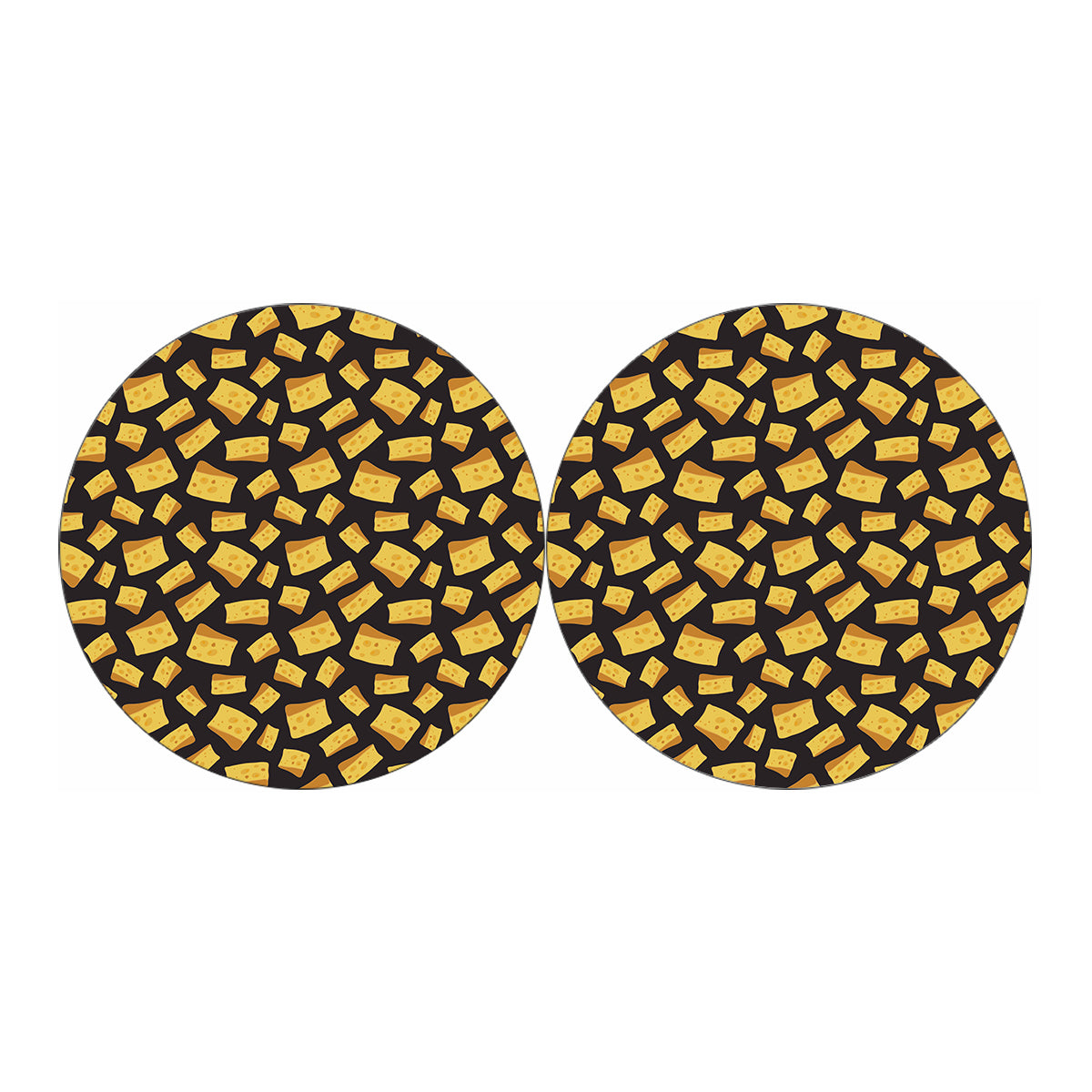 Black Cheese And Holes Pattern Print Car Coasters