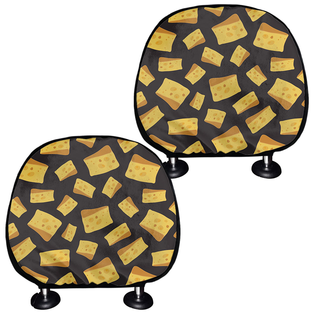 Black Cheese And Holes Pattern Print Car Headrest Covers