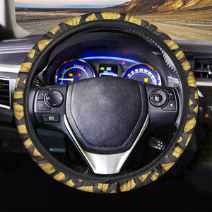 Black Cheese And Holes Pattern Print Car Steering Wheel Cover