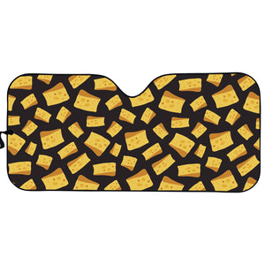 Black Cheese And Holes Pattern Print Car Sun Shade