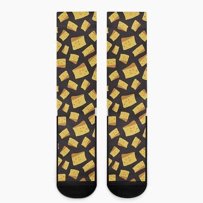 Black Cheese And Holes Pattern Print Crew Socks