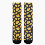 Black Cheese And Holes Pattern Print Crew Socks