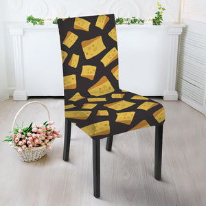 Black Cheese And Holes Pattern Print Dining Chair Slipcover