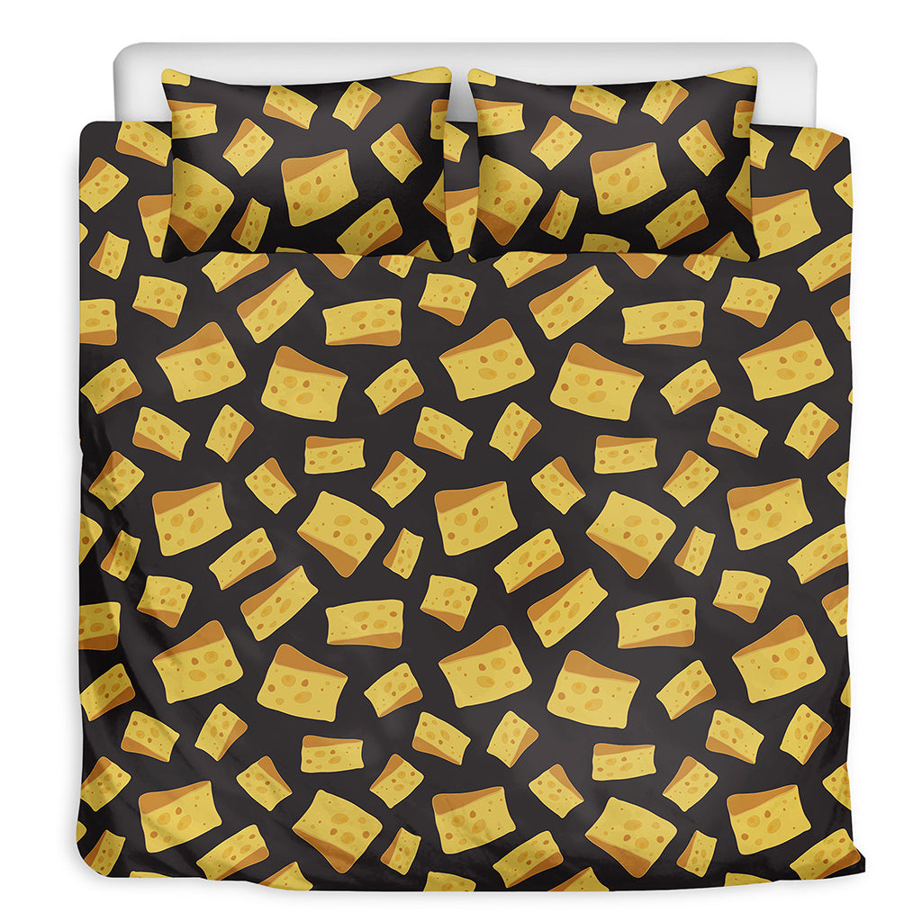 Black Cheese And Holes Pattern Print Duvet Cover Bedding Set