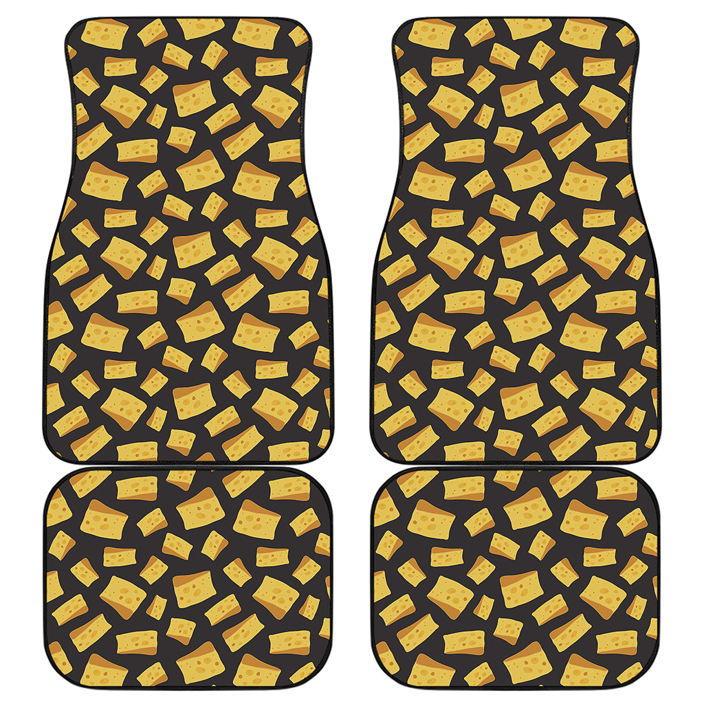 Black Cheese And Holes Pattern Print Front and Back Car Floor Mats