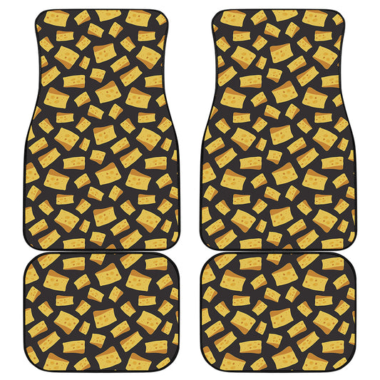 Black Cheese And Holes Pattern Print Front and Back Car Floor Mats