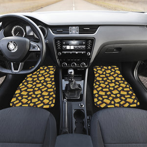 Black Cheese And Holes Pattern Print Front and Back Car Floor Mats