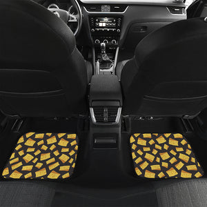 Black Cheese And Holes Pattern Print Front and Back Car Floor Mats