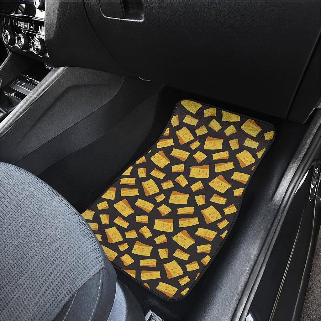 Black Cheese And Holes Pattern Print Front and Back Car Floor Mats