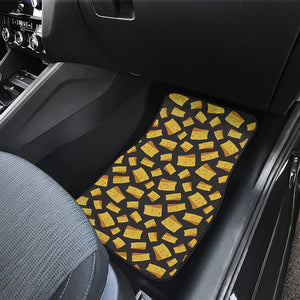 Black Cheese And Holes Pattern Print Front and Back Car Floor Mats