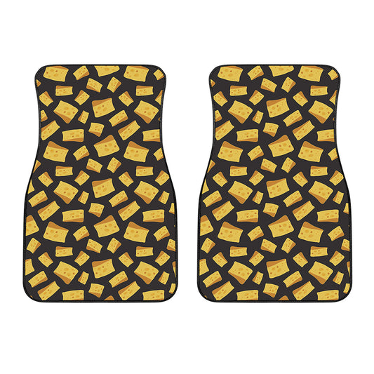 Black Cheese And Holes Pattern Print Front Car Floor Mats