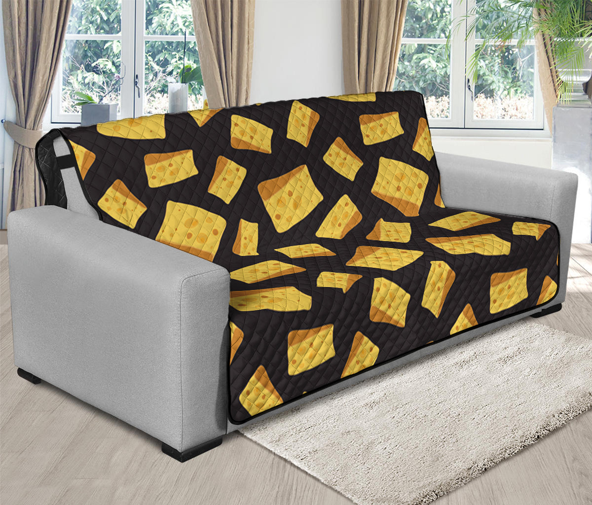 Black Cheese And Holes Pattern Print Futon Protector