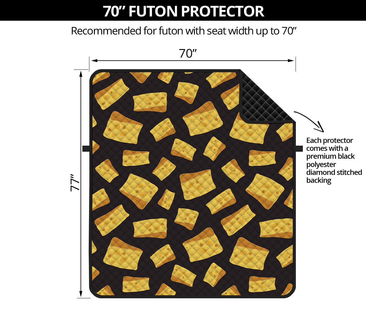 Black Cheese And Holes Pattern Print Futon Protector