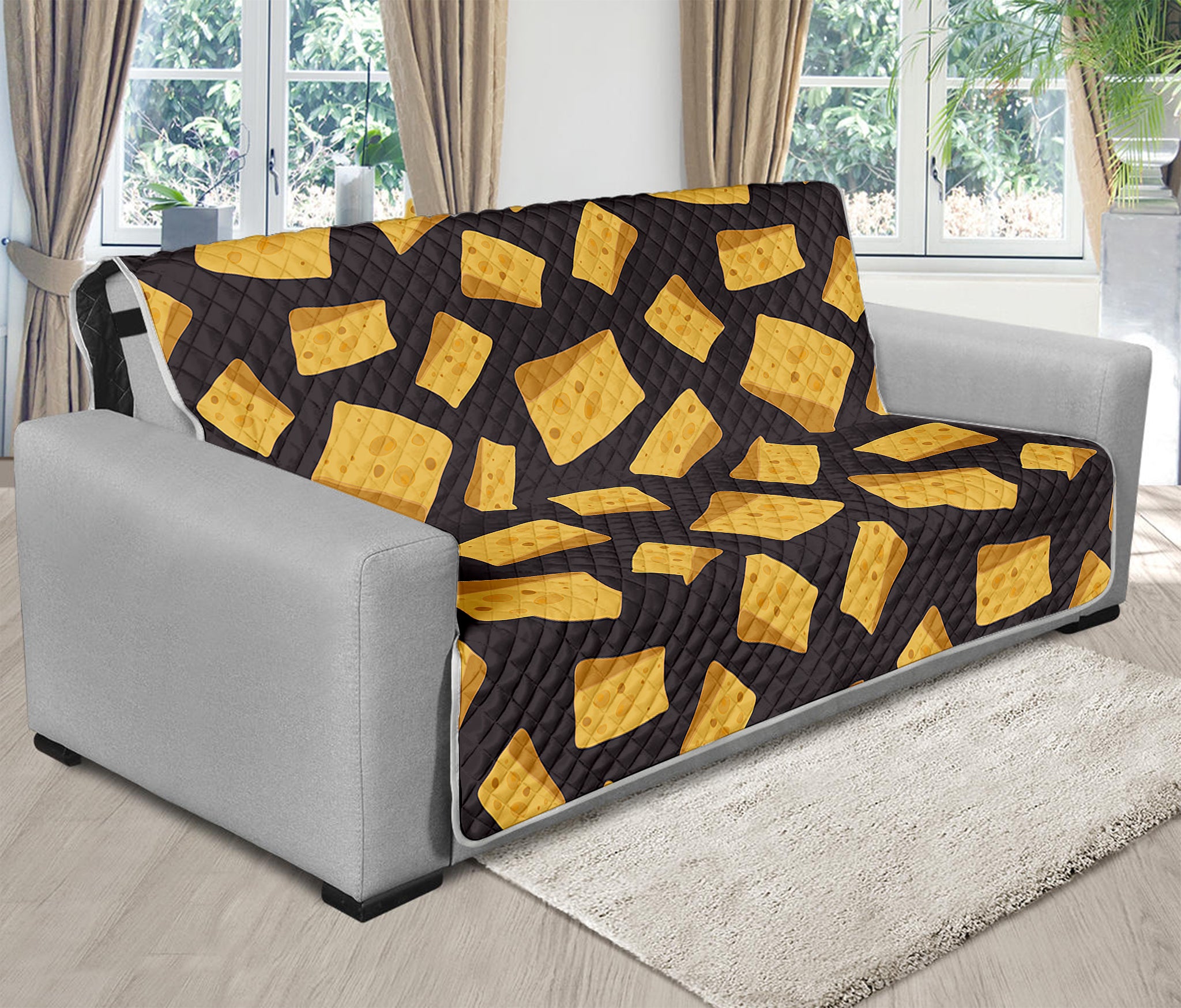 Black Cheese And Holes Pattern Print Futon Protector