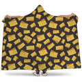 Black Cheese And Holes Pattern Print Hooded Blanket