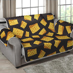 Black Cheese And Holes Pattern Print Loveseat Protector