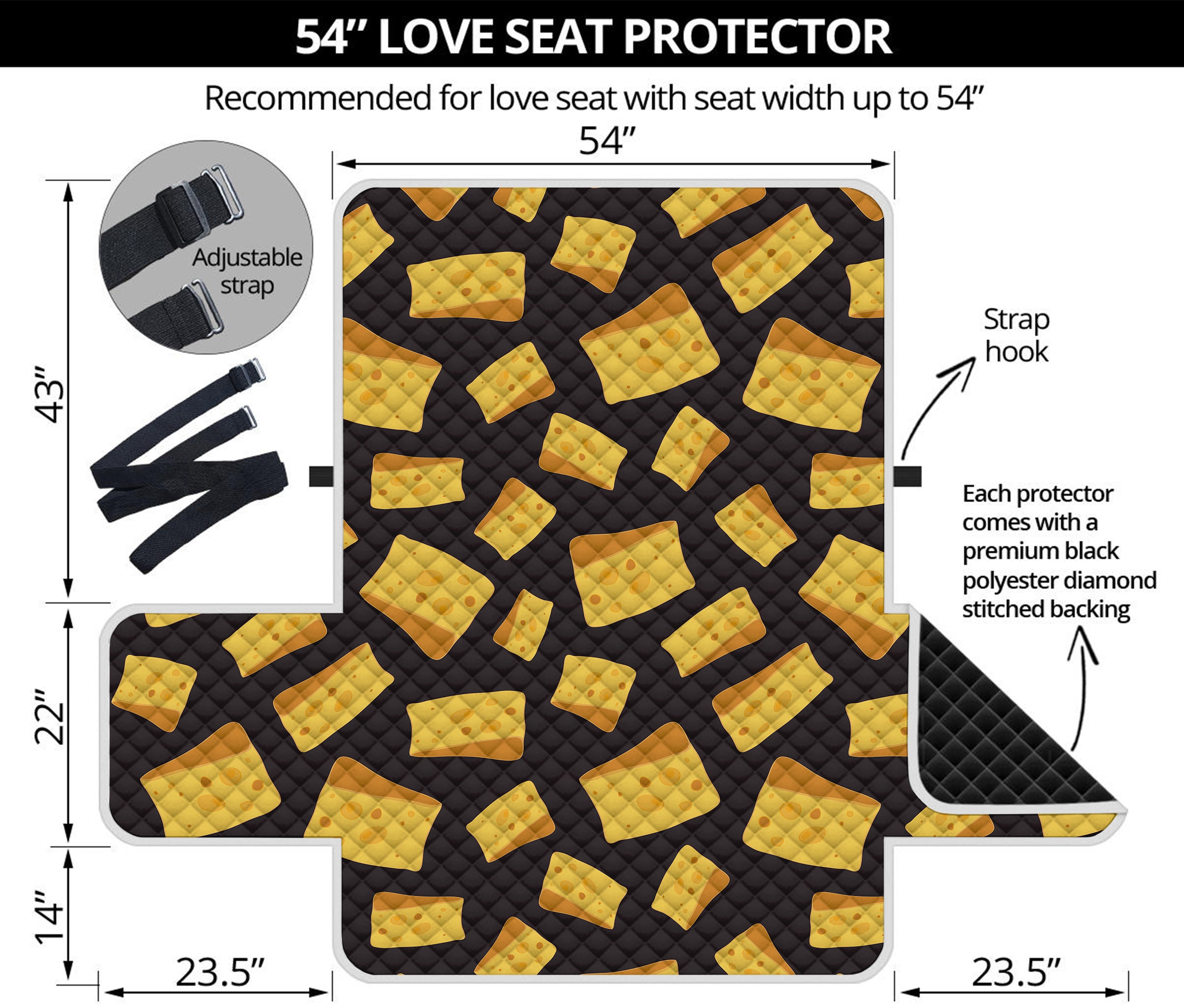 Black Cheese And Holes Pattern Print Loveseat Protector