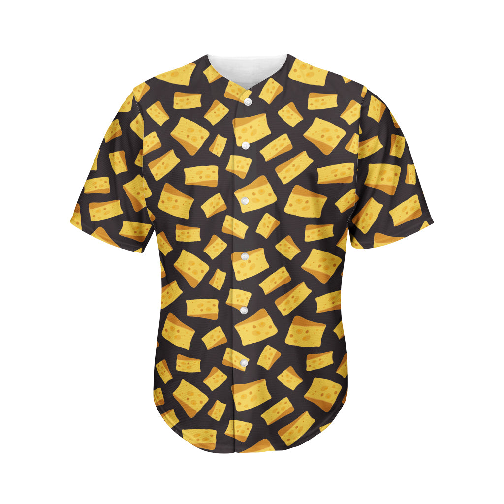 Black Cheese And Holes Pattern Print Men's Baseball Jersey