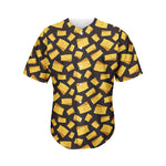 Black Cheese And Holes Pattern Print Men's Baseball Jersey