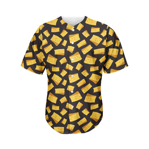 Black Cheese And Holes Pattern Print Men's Baseball Jersey