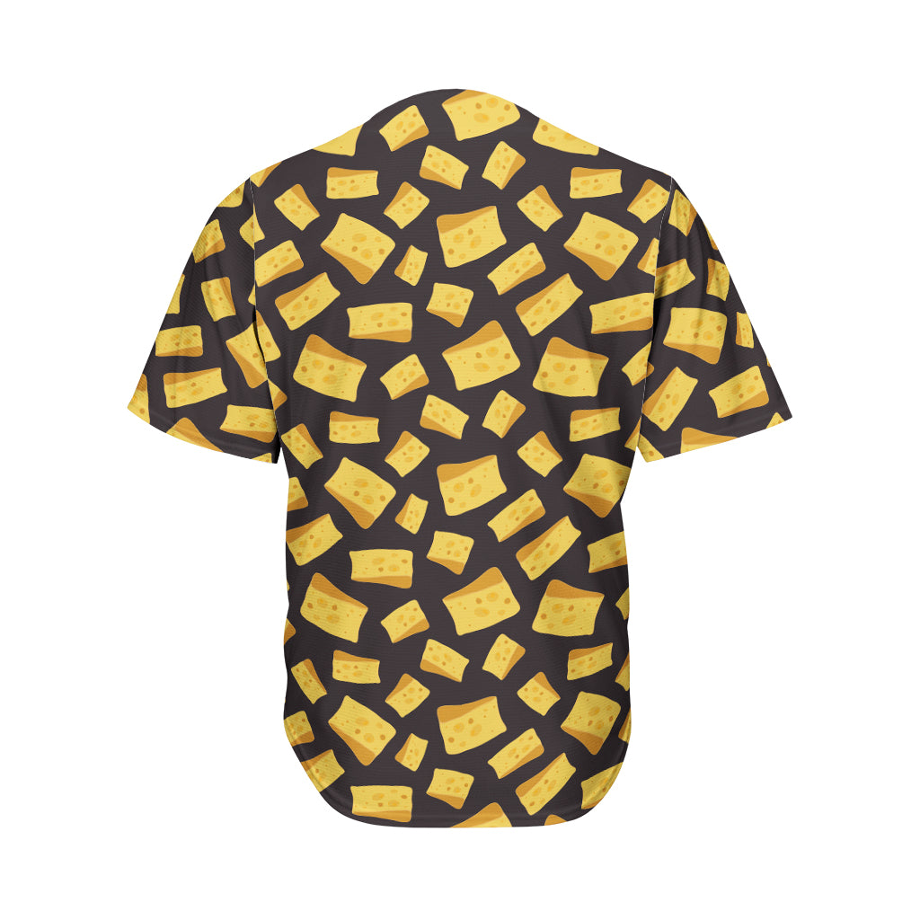 Black Cheese And Holes Pattern Print Men's Baseball Jersey