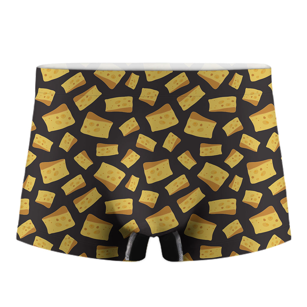 Black Cheese And Holes Pattern Print Men's Boxer Briefs