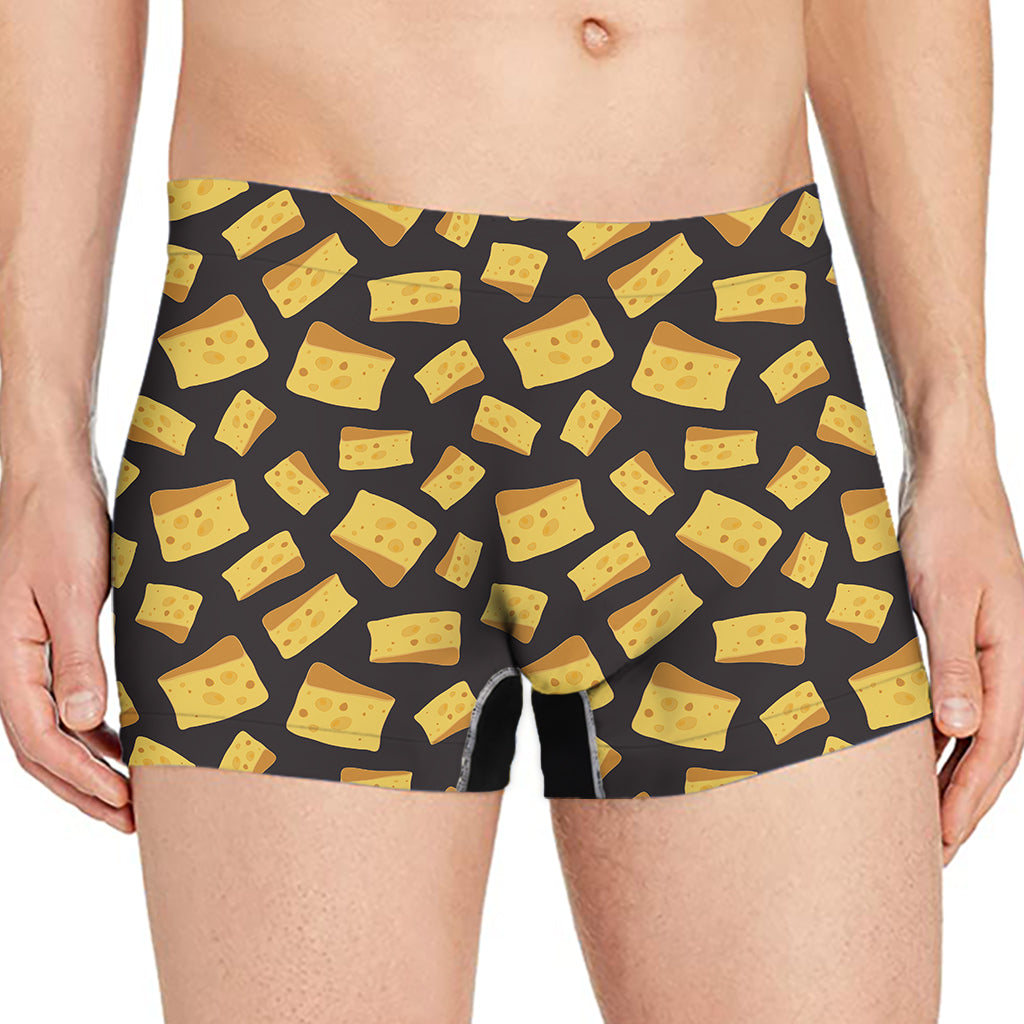 Black Cheese And Holes Pattern Print Men's Boxer Briefs