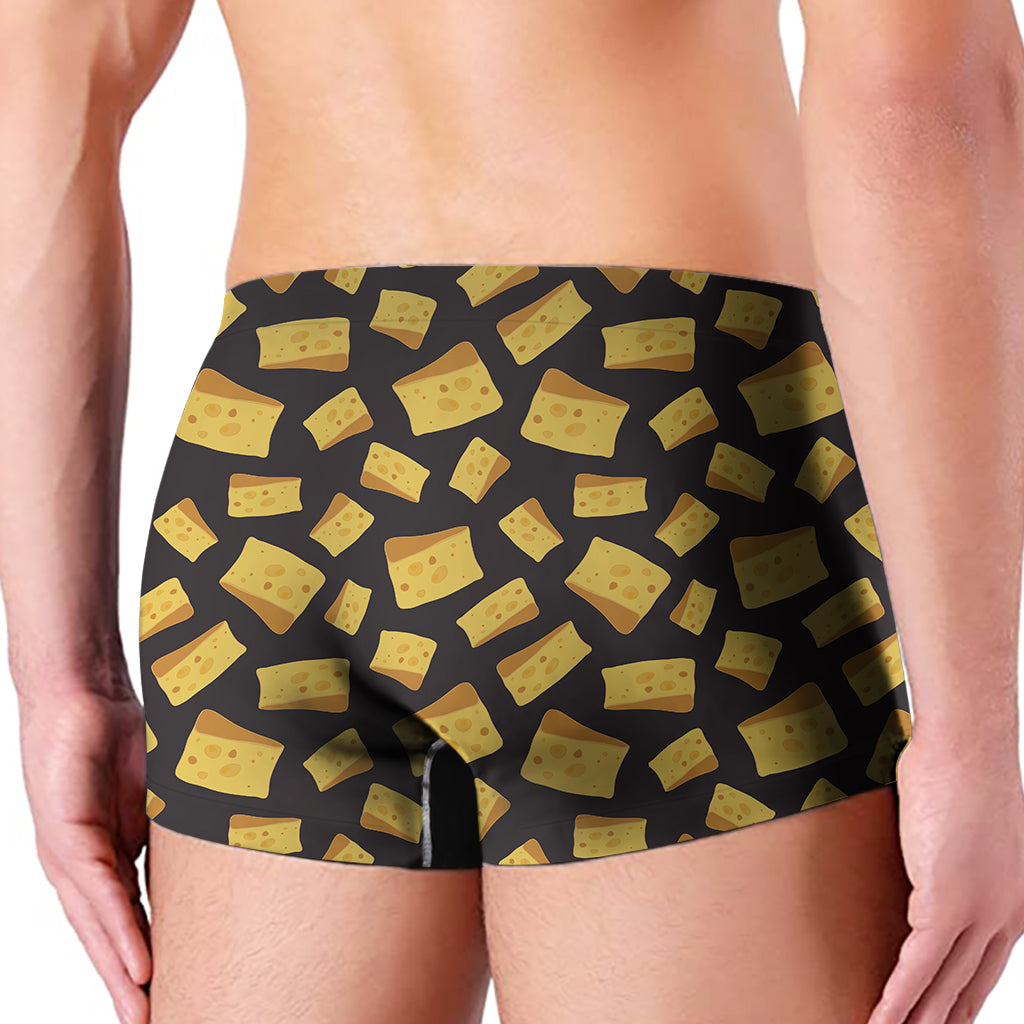 Black Cheese And Holes Pattern Print Men's Boxer Briefs