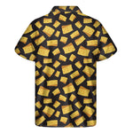 Black Cheese And Holes Pattern Print Men's Short Sleeve Shirt