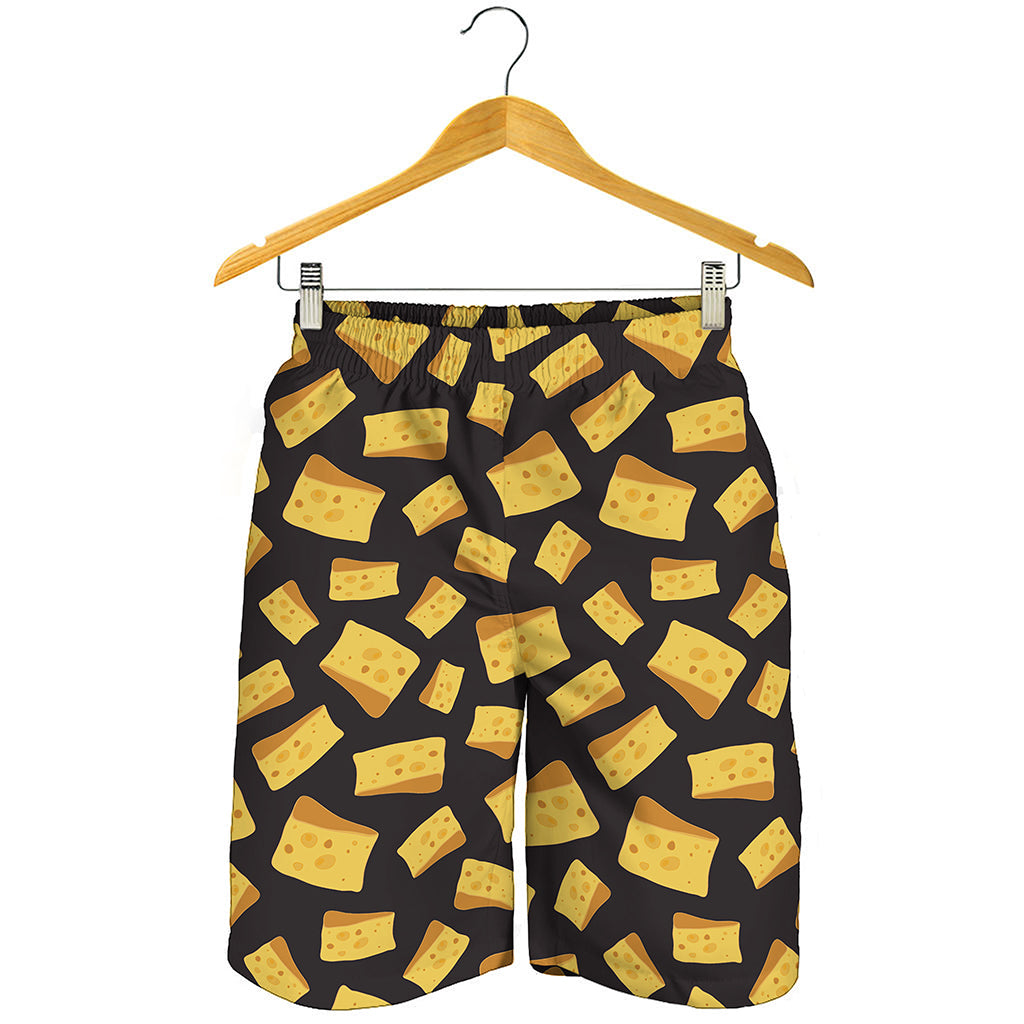 Black Cheese And Holes Pattern Print Men's Shorts
