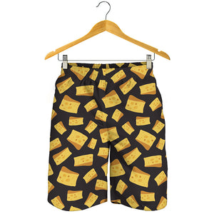 Black Cheese And Holes Pattern Print Men's Shorts