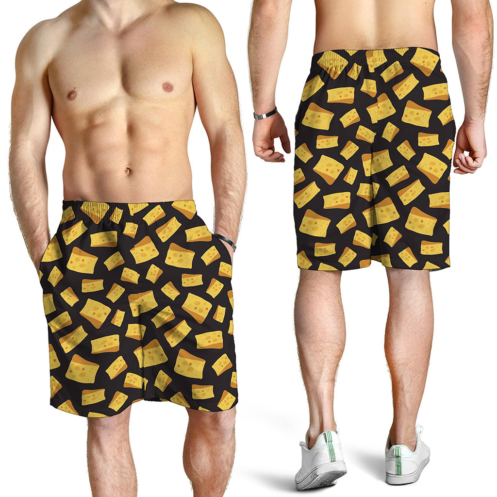 Black Cheese And Holes Pattern Print Men's Shorts