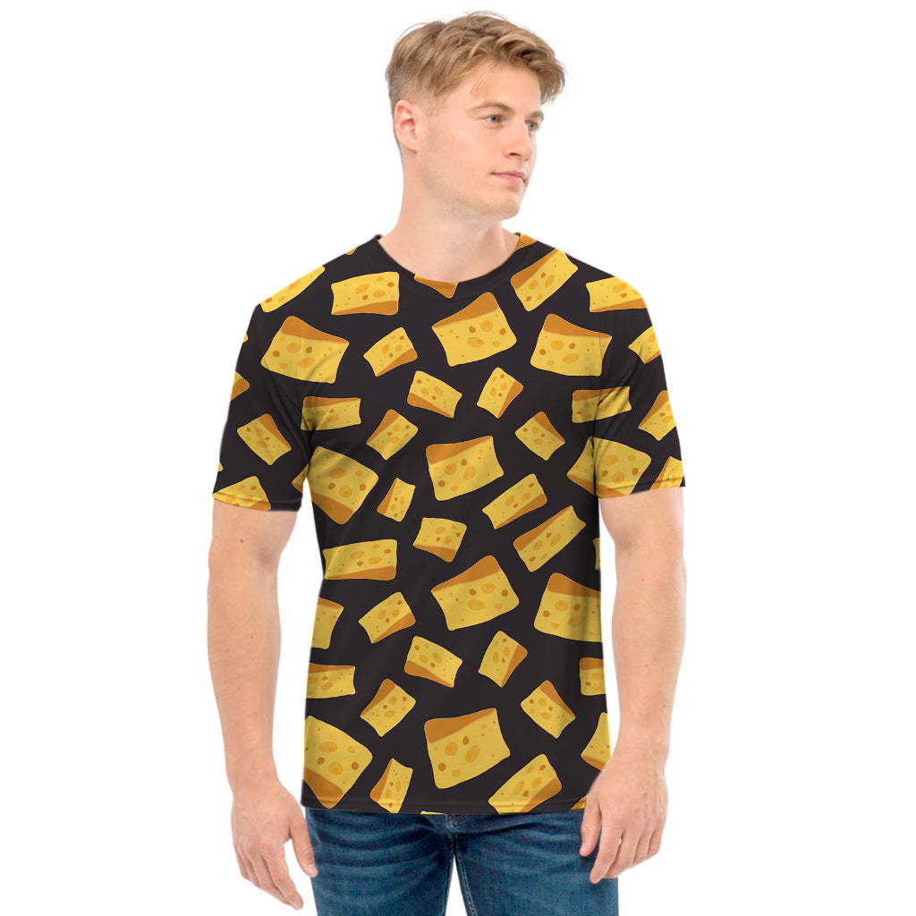 Black Cheese And Holes Pattern Print Men's T-Shirt