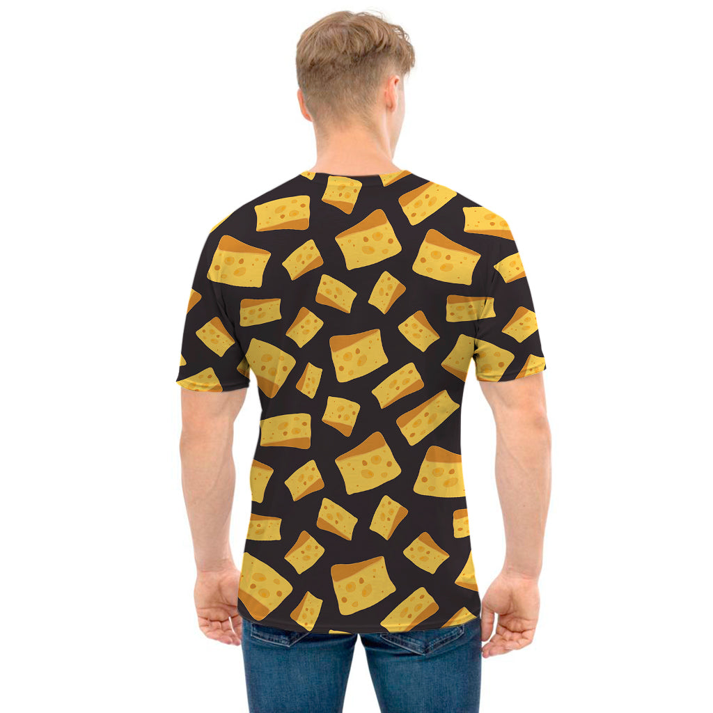 Black Cheese And Holes Pattern Print Men's T-Shirt