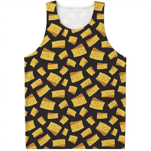 Black Cheese And Holes Pattern Print Men's Tank Top