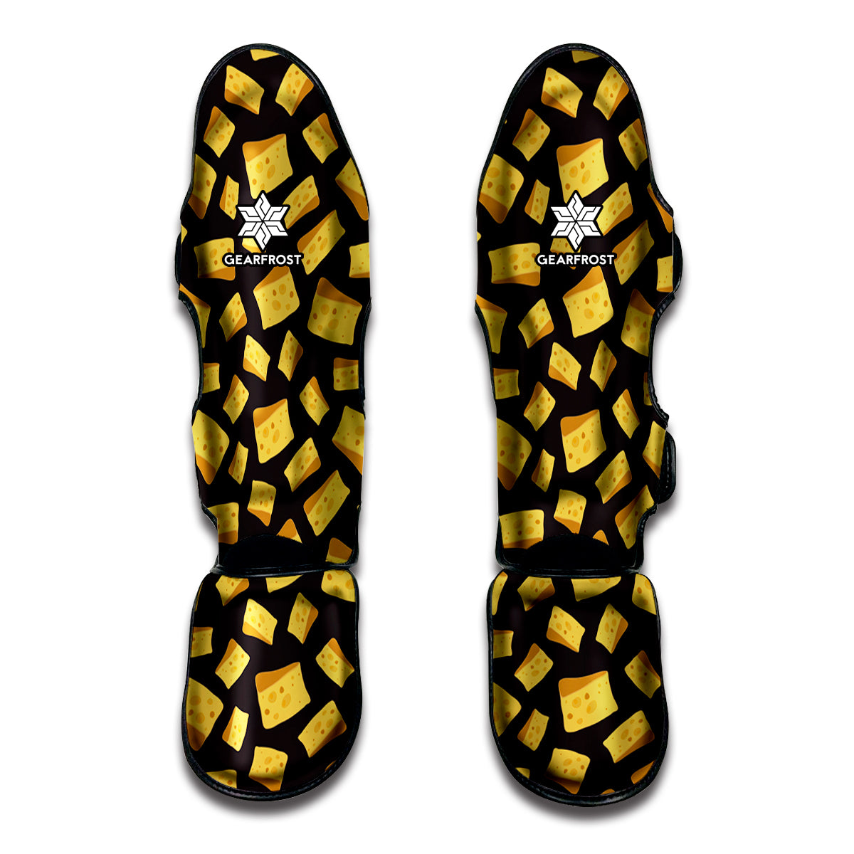 Black Cheese And Holes Pattern Print Muay Thai Shin Guard