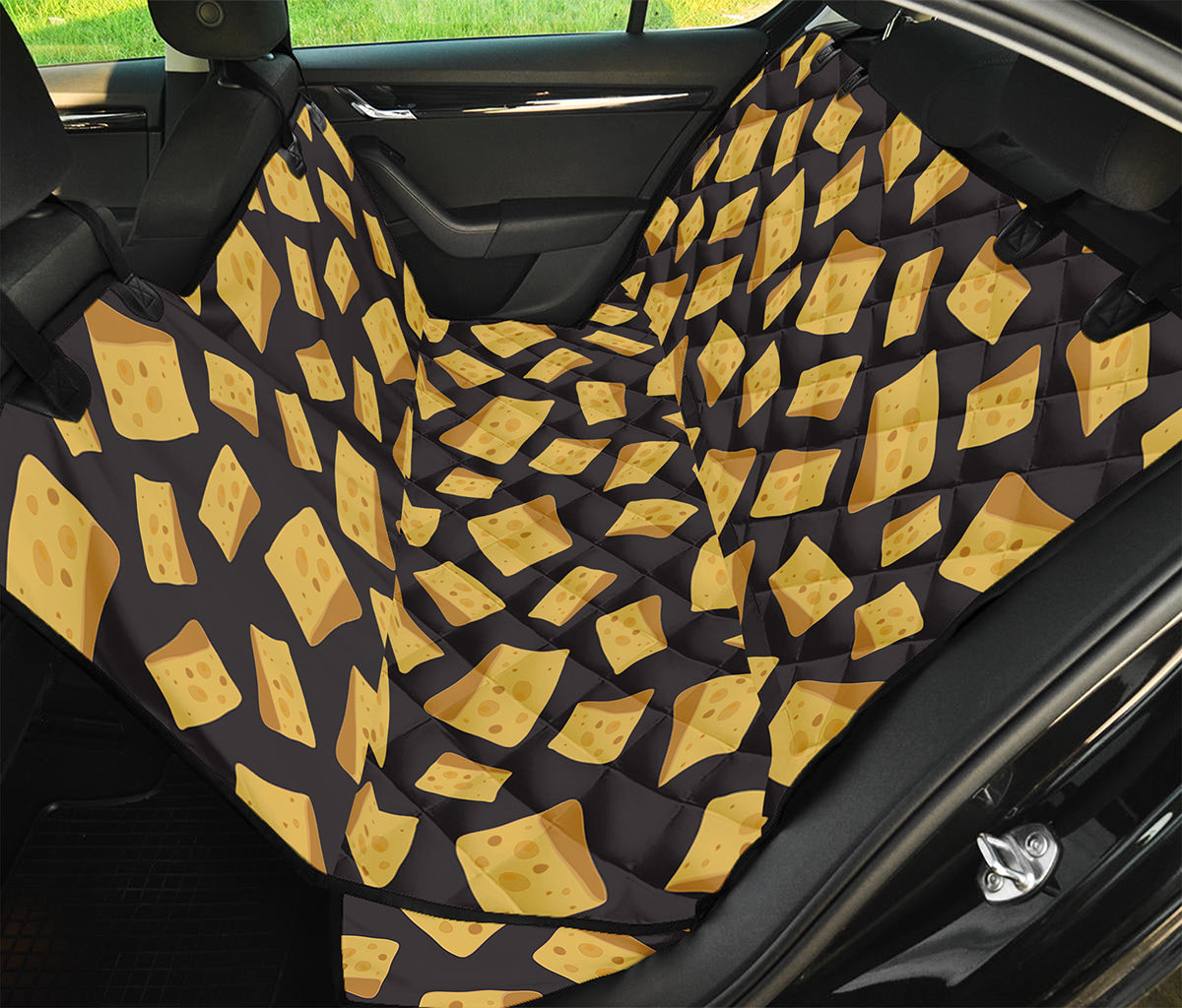 Black Cheese And Holes Pattern Print Pet Car Back Seat Cover