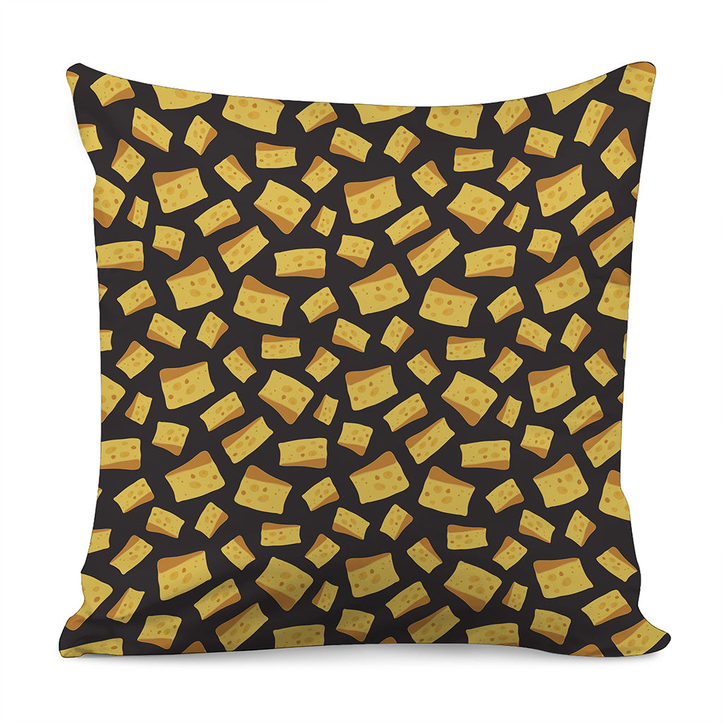 Black Cheese And Holes Pattern Print Pillow Cover