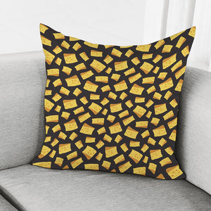 Black Cheese And Holes Pattern Print Pillow Cover