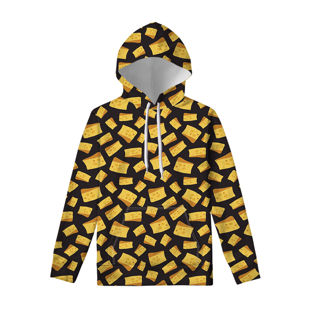 Black Cheese And Holes Pattern Print Pullover Hoodie