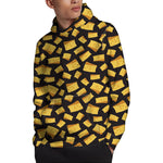 Black Cheese And Holes Pattern Print Pullover Hoodie