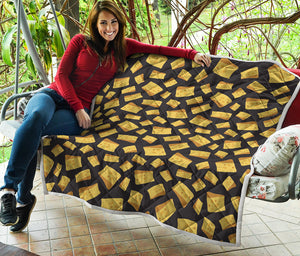 Black Cheese And Holes Pattern Print Quilt