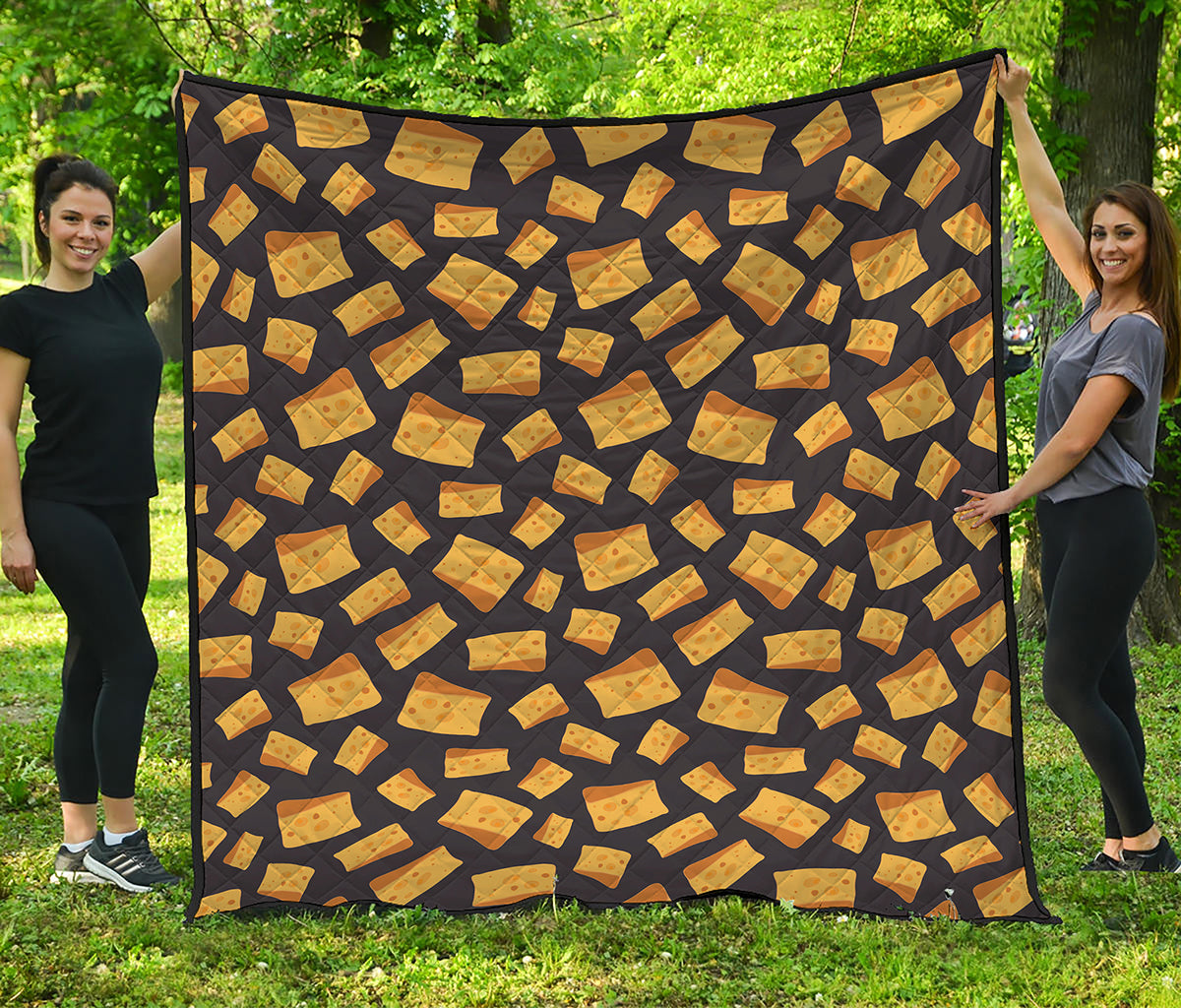 Black Cheese And Holes Pattern Print Quilt