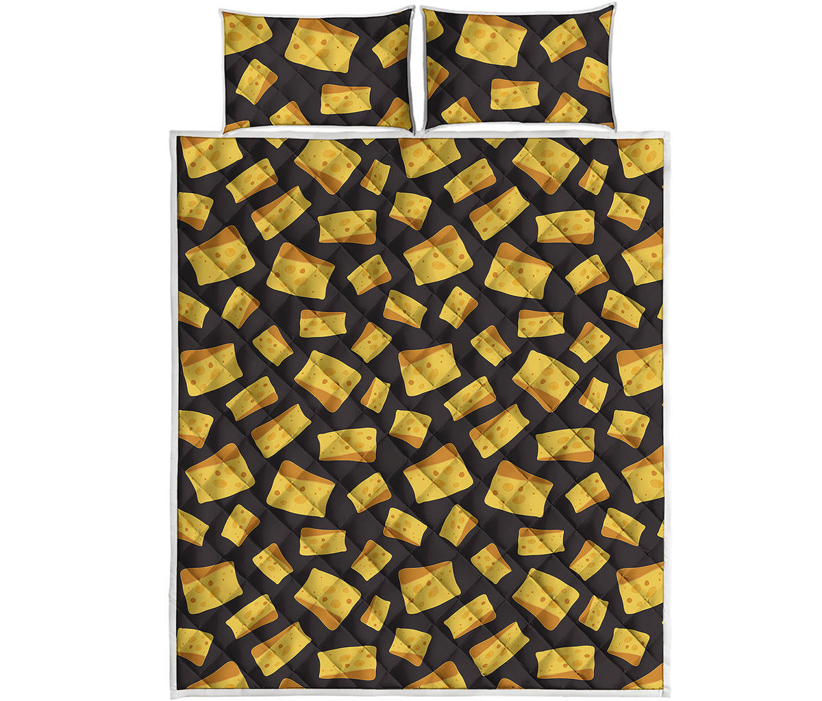 Black Cheese And Holes Pattern Print Quilt Bed Set