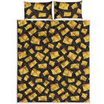 Black Cheese And Holes Pattern Print Quilt Bed Set